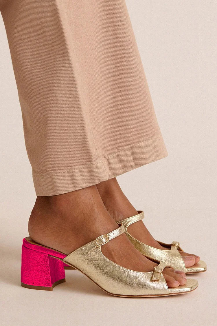 Hermelinda - Slingback boty v zlaté