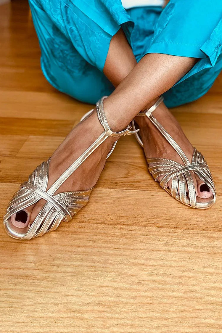 Edna - Sandály Peep toe v lesklém provedení
