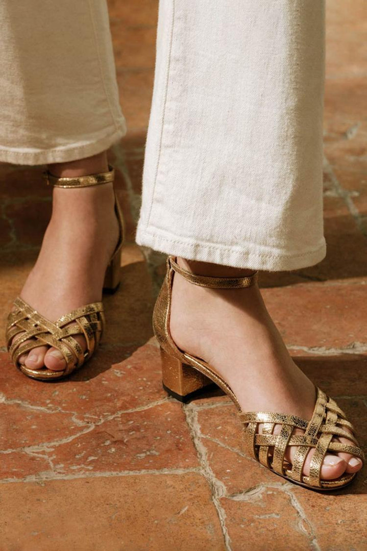 Vitória - Zlato Peep toe podpatky