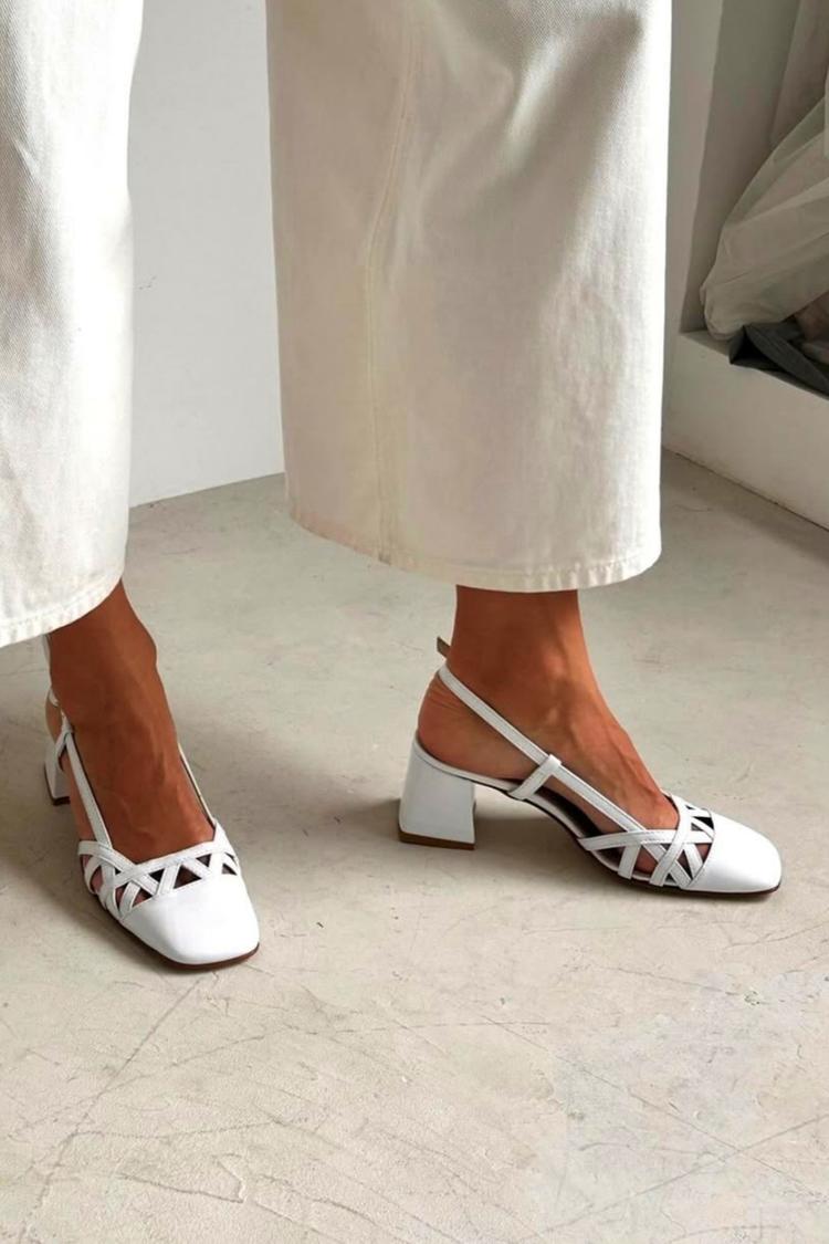 Camila - Bílé Slingback Boty