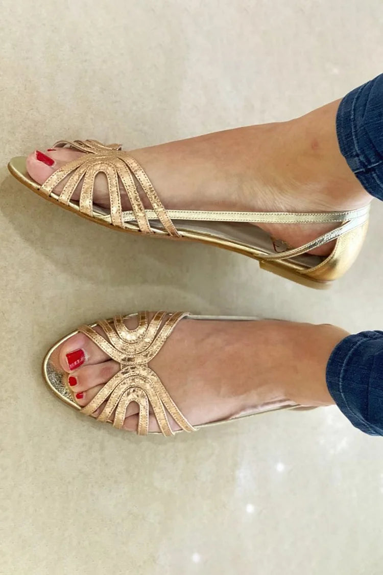 Belarmina - Sandály Peep toe v metalickém provedení