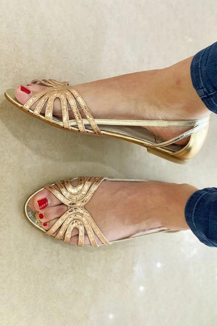 Belarmina - Sandály Peep toe v metalickém provedení