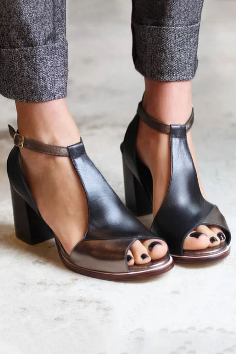 Gloria - Černé peep toe boty