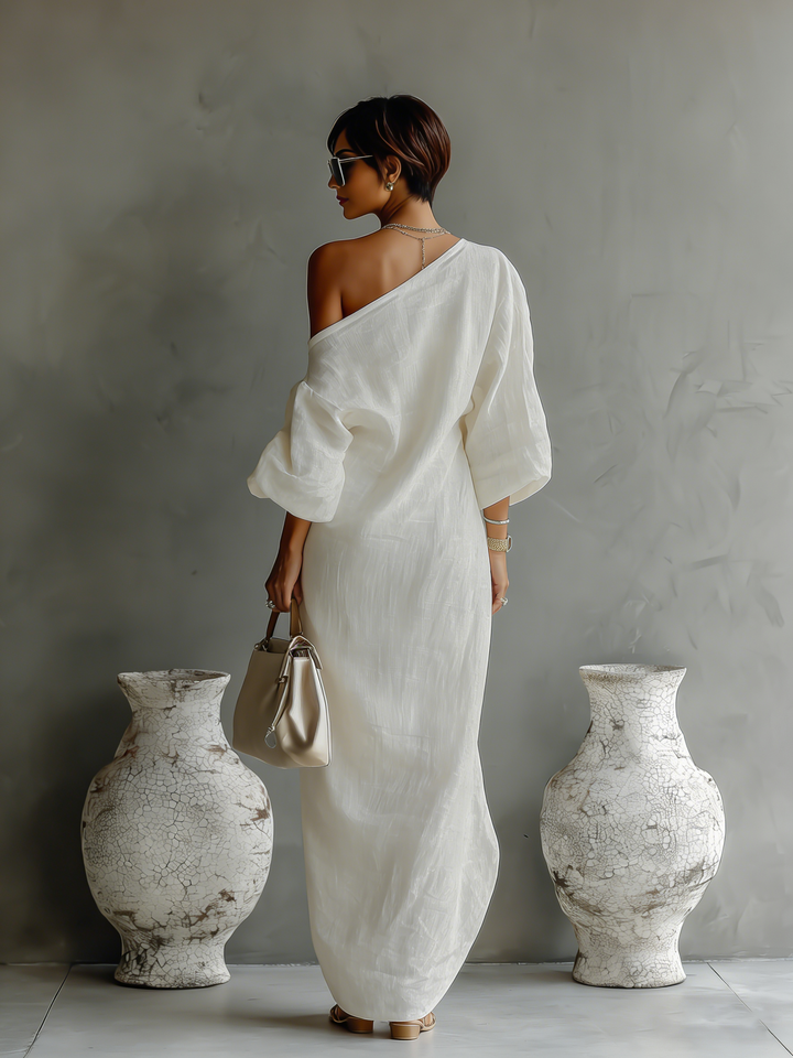 Areia - Off-Shoulder Lněné Šaty