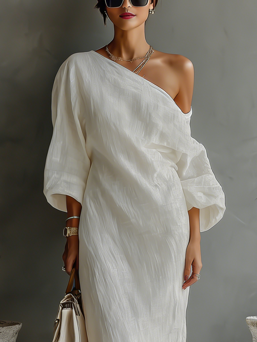 Areia - Off-Shoulder Lněné Šaty