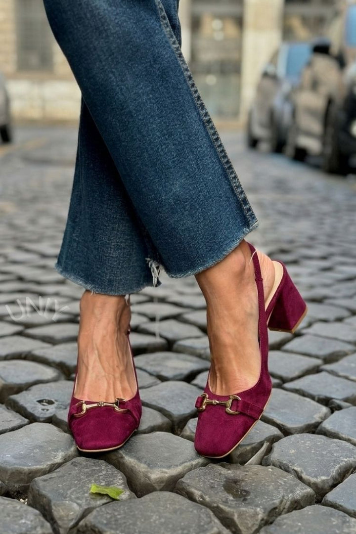 Honorina - Slingback na podpatku z nubuku