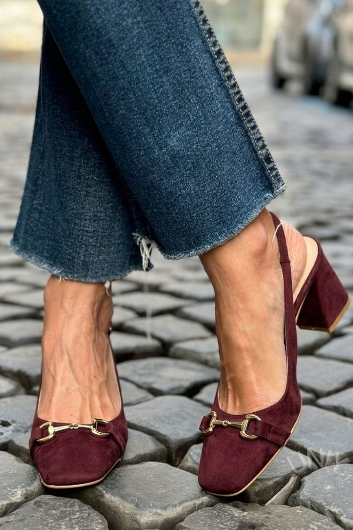 Honorina - Slingback na podpatku z nubuku