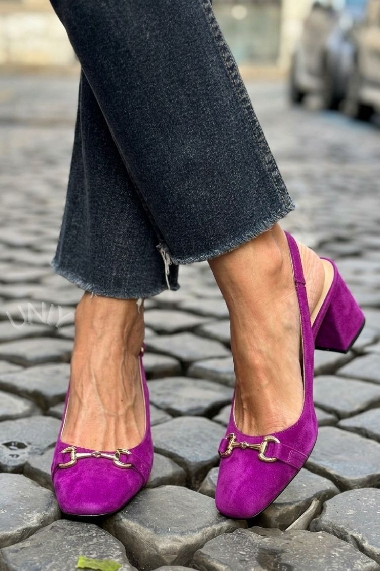 Honorina - Slingback na podpatku z nubuku