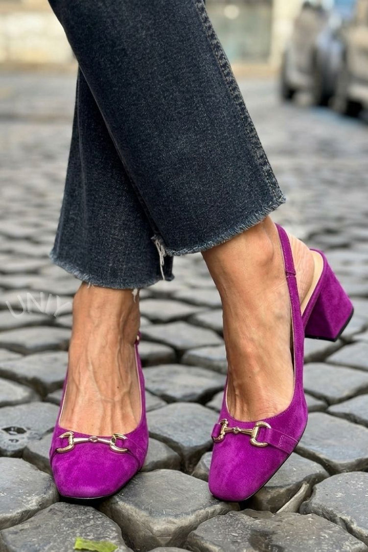 Honorina - Slingback na podpatku z nubuku