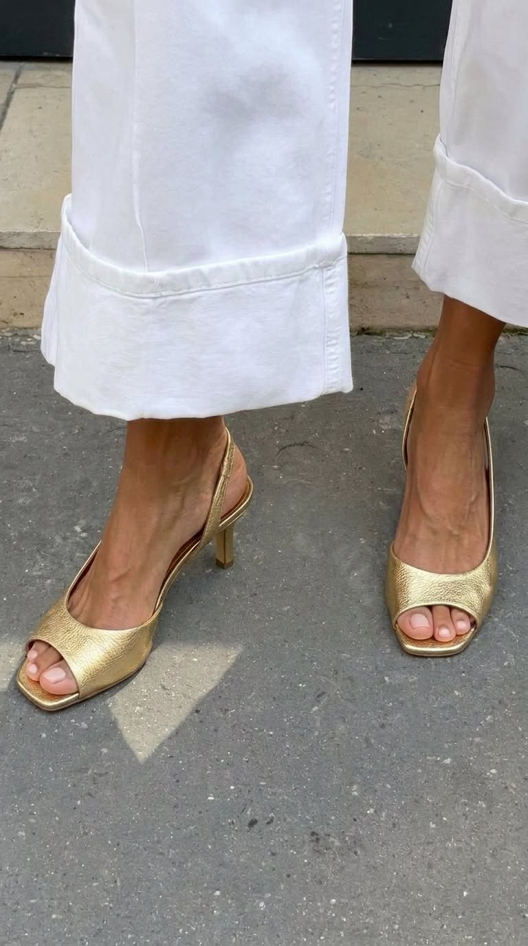 Justina - Slingback boty v metalické zlaté