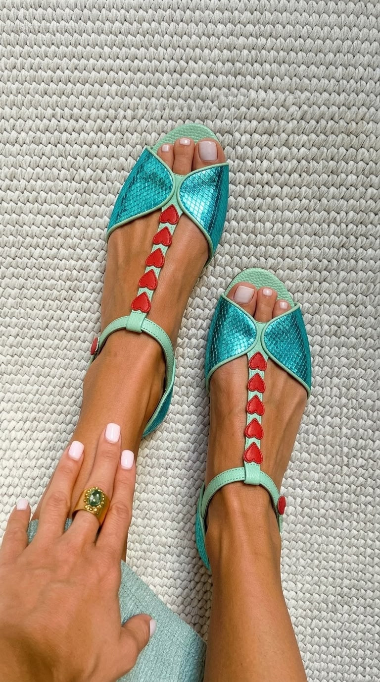 Natercia - Červené sandály Peep toe