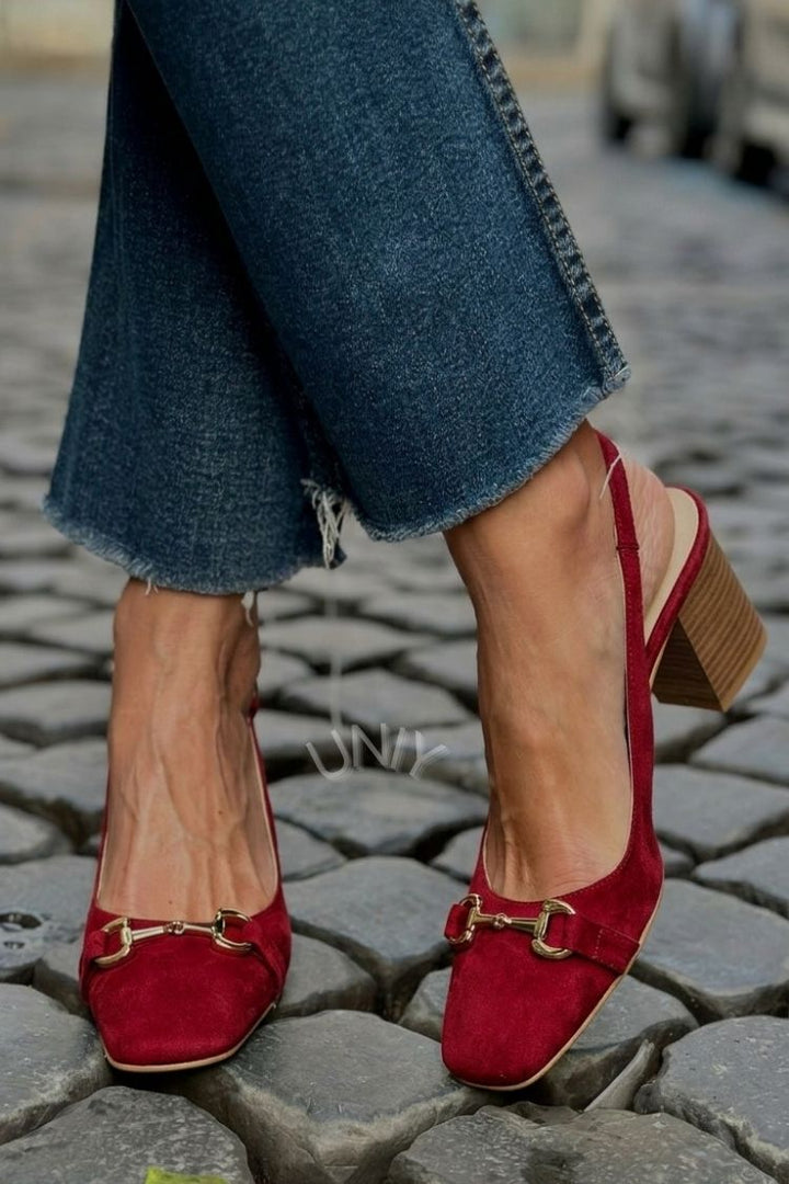 Honorina - Slingback na podpatku z nubuku
