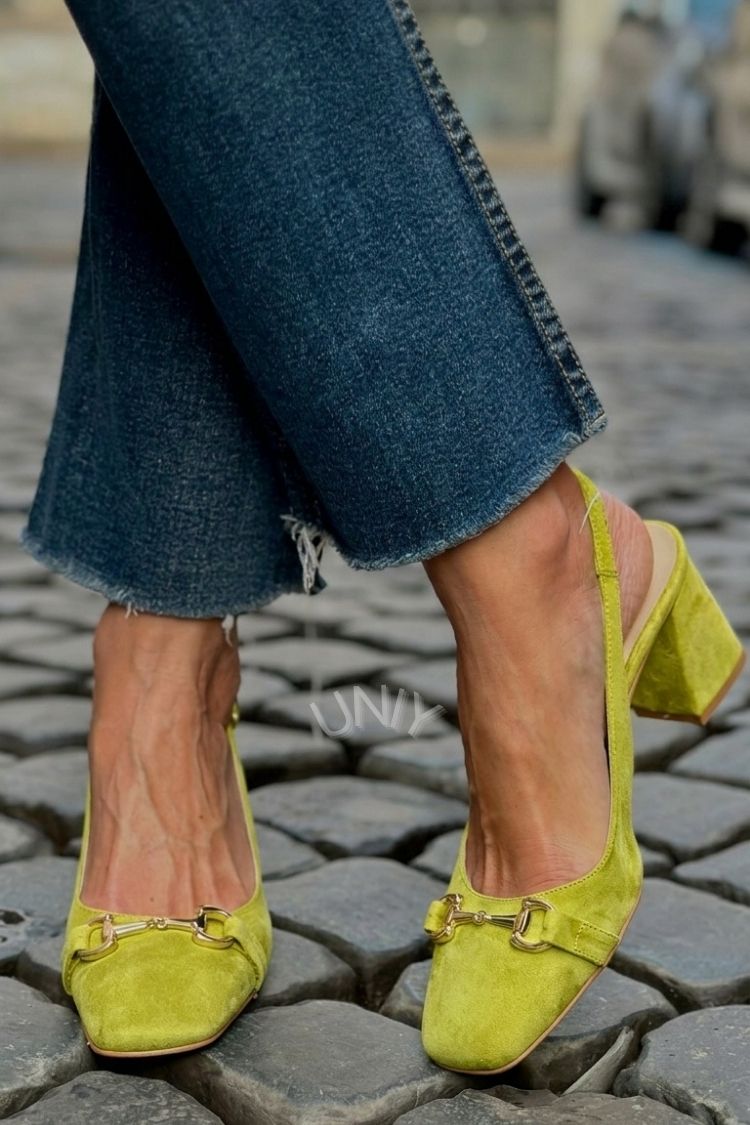 Honorina - Slingback na podpatku z nubuku