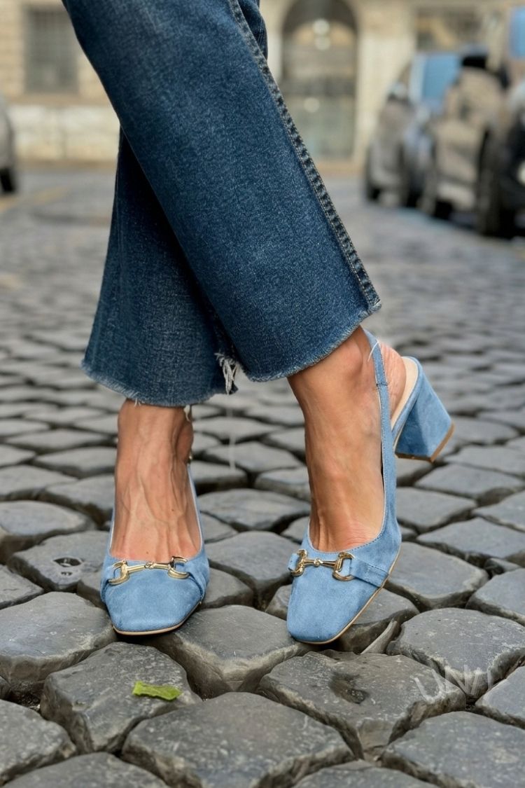 Honorina - Slingback na podpatku z nubuku