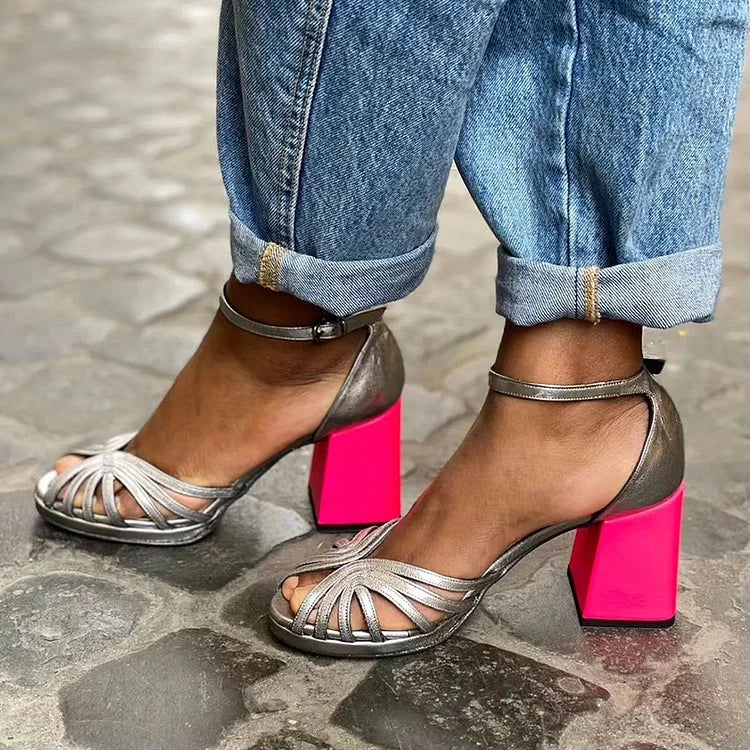 Eva - Lesklé peep toe boty