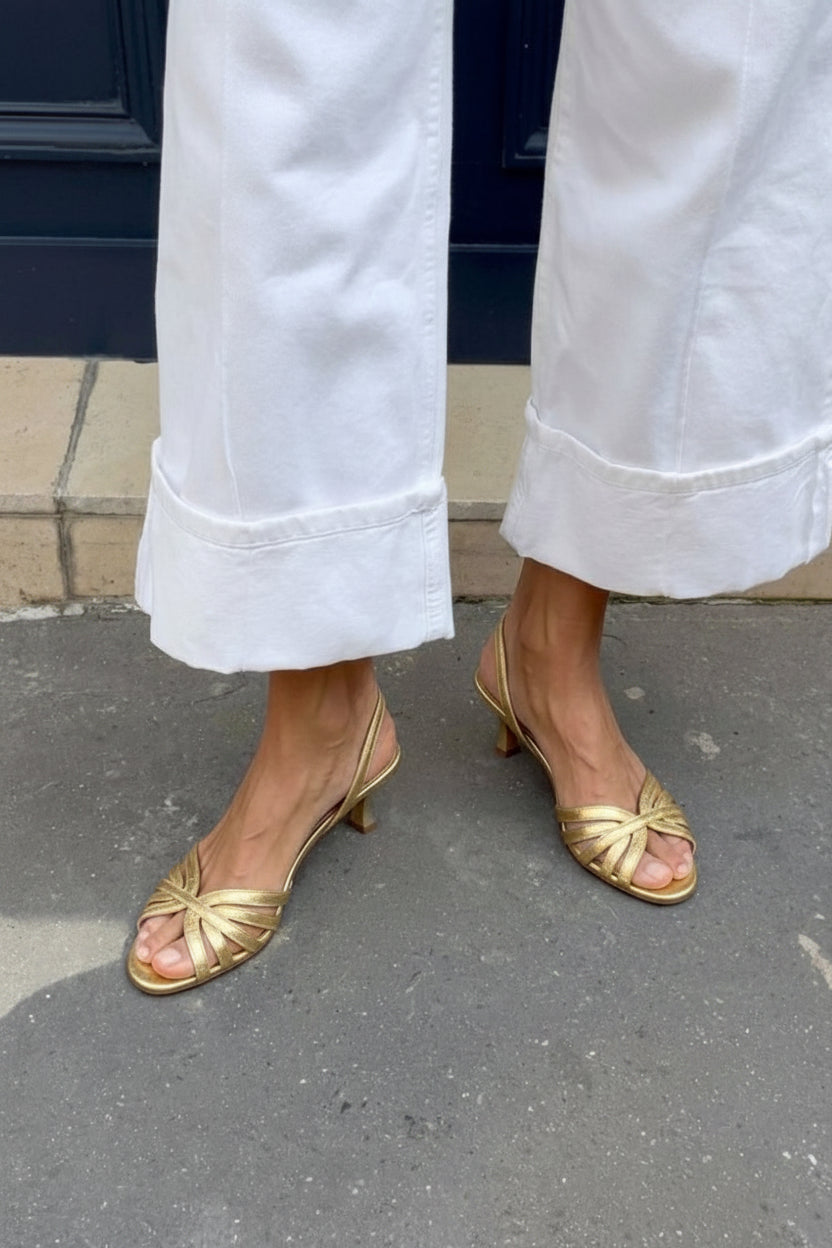 Georgina - Sandály Slingback v Metalizované Úpravě