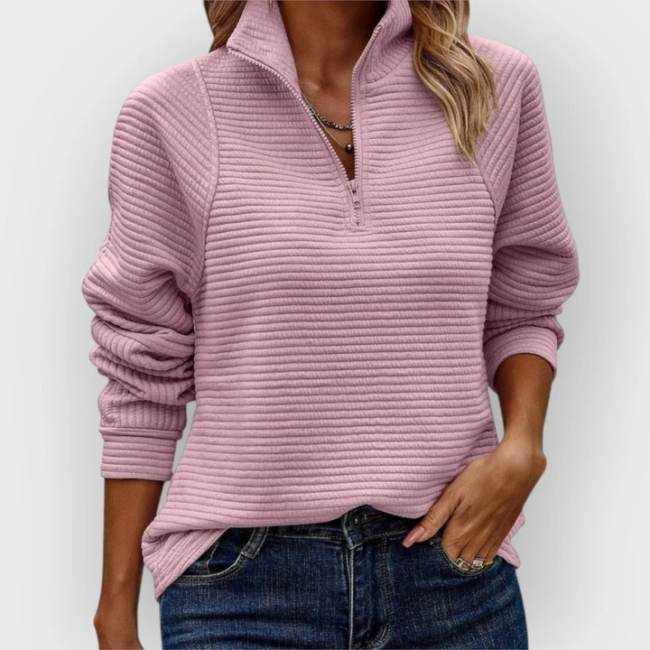Bruna - Elegantní svetr s polovičním zipem