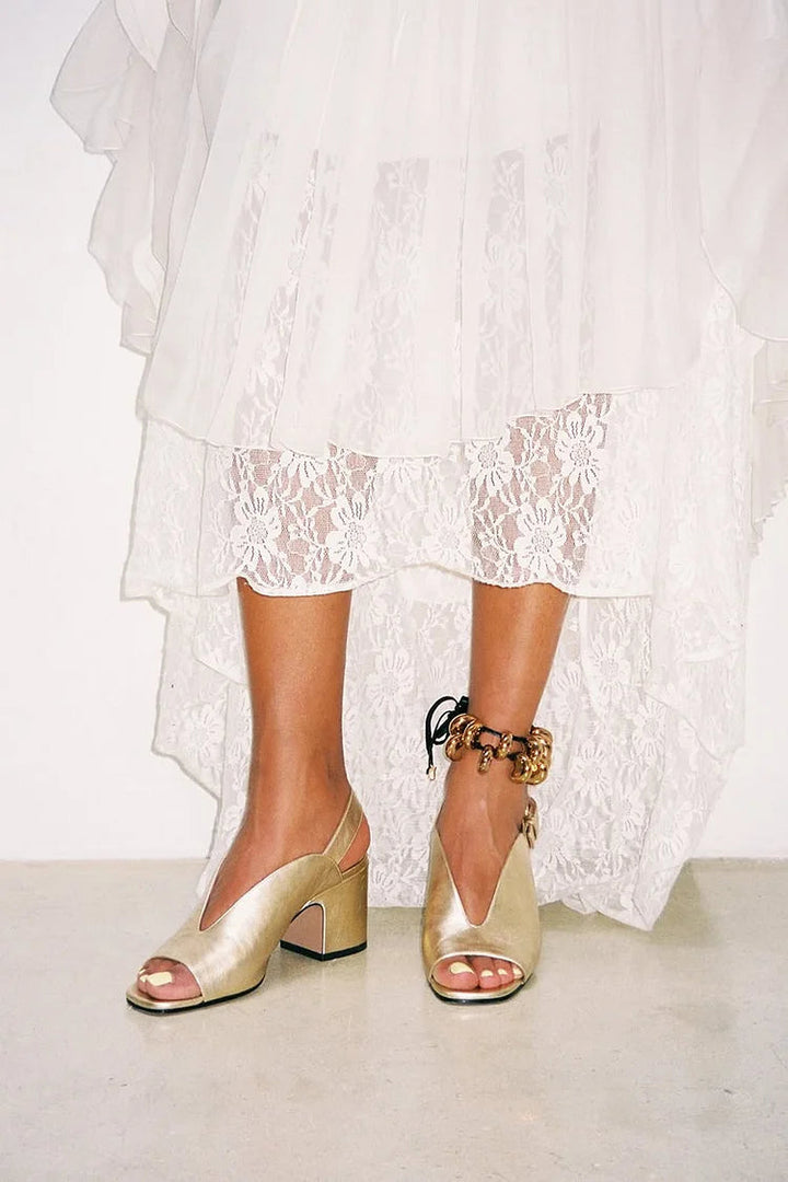Leopoldina - Slingback boty v metalické zlaté