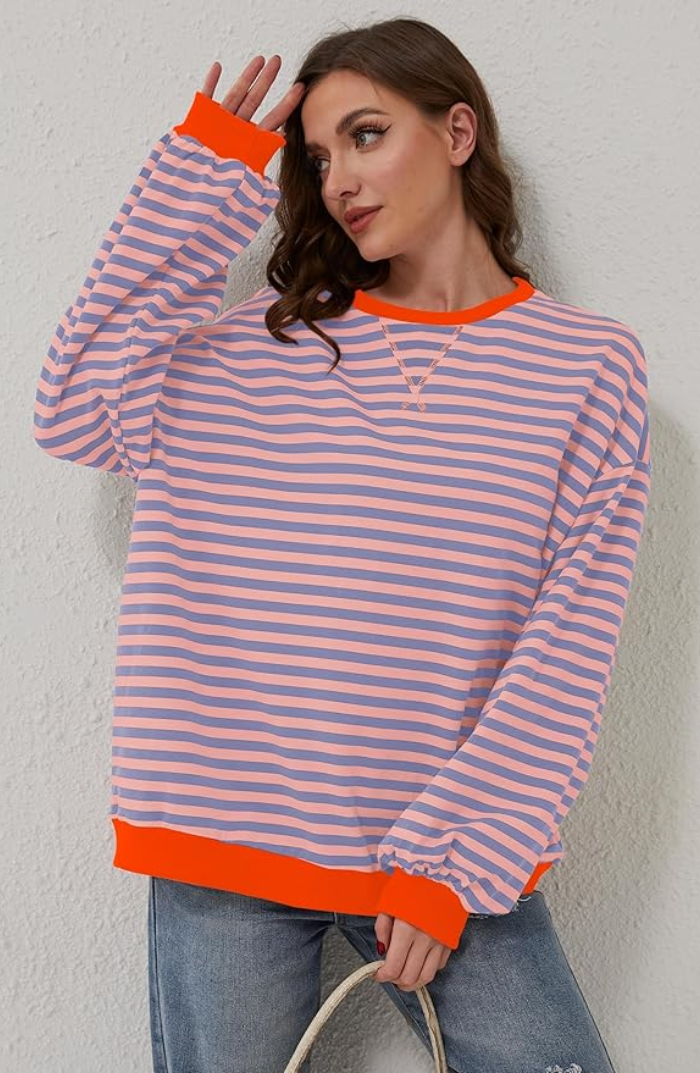 Vera - Oversized pruhovaná dlouhá mikina