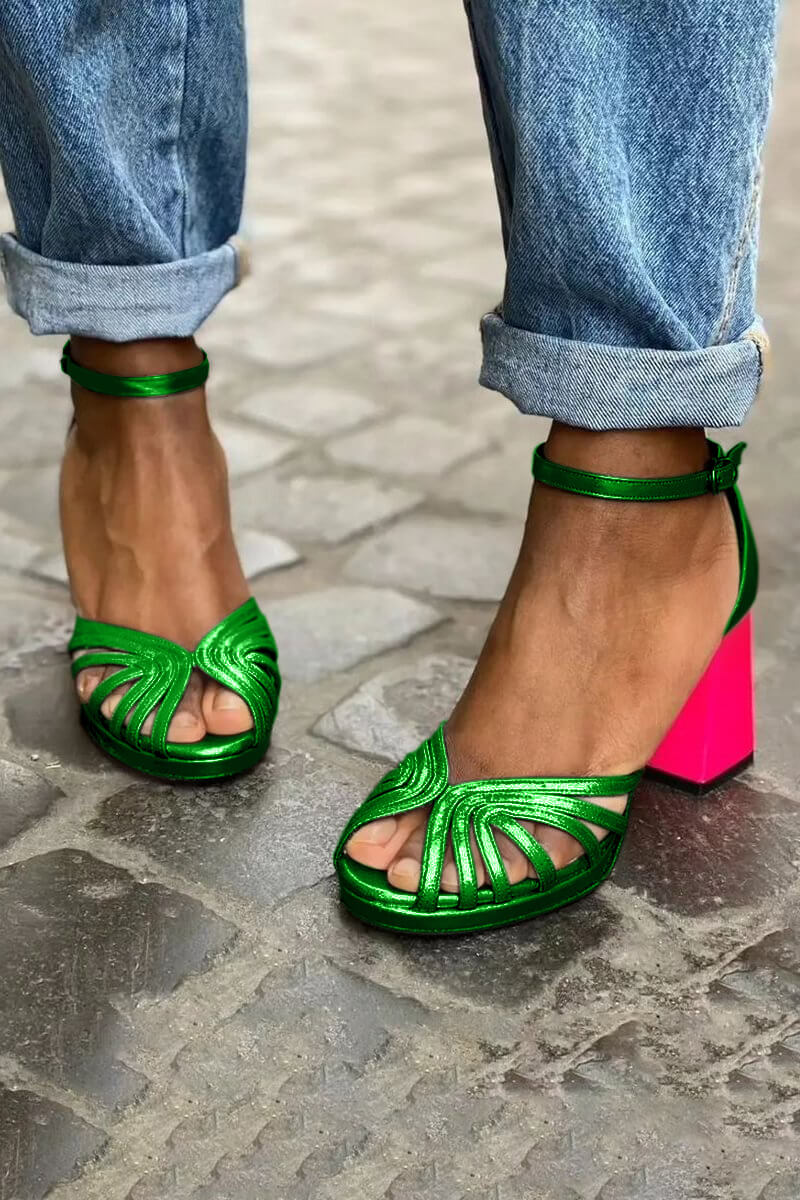 Eva - Lesklé peep toe boty