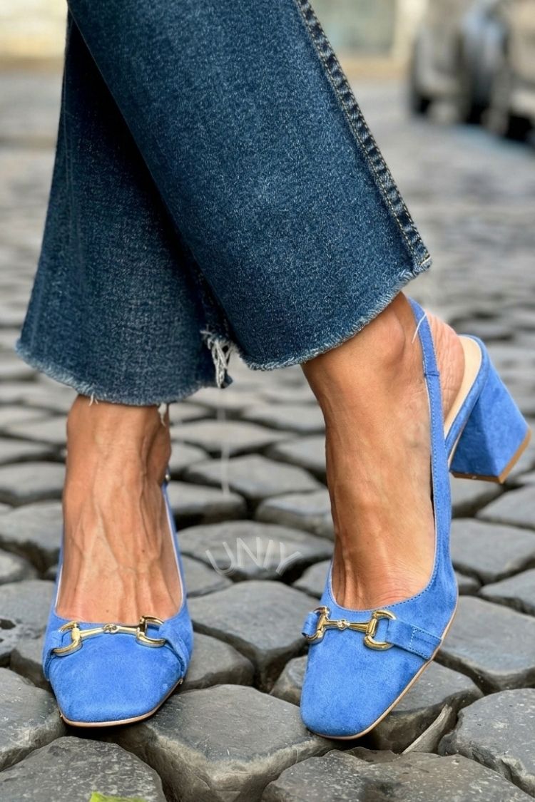 Honorina - Slingback na podpatku z nubuku