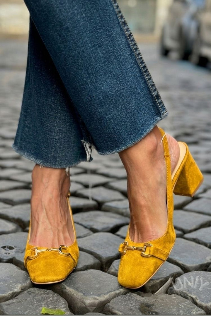 Honorina - Slingback na podpatku z nubuku