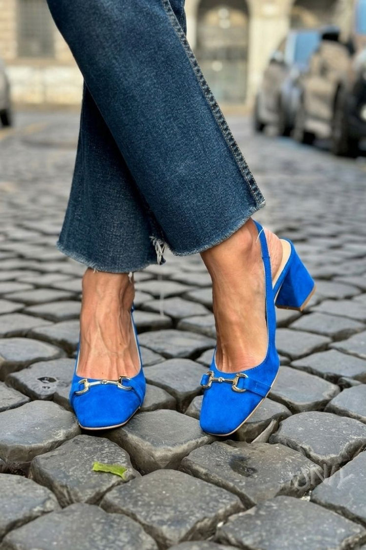 Honorina - Slingback na podpatku z nubuku