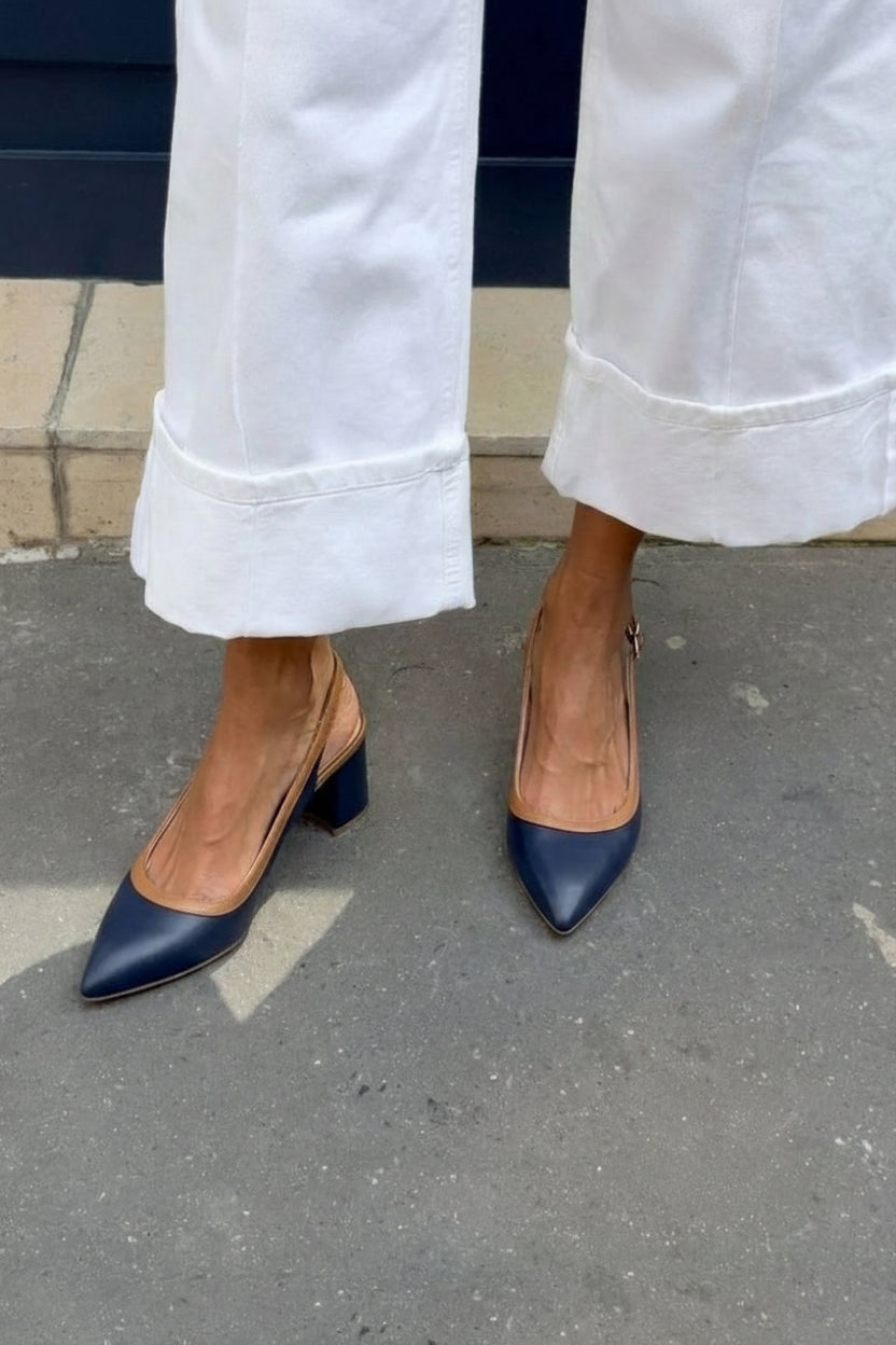 Piedade - Slingback na podpatku v námořnické modři