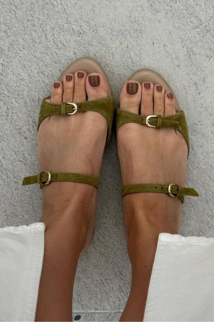 Rosalinda - Sandály Peep toe z Veluru