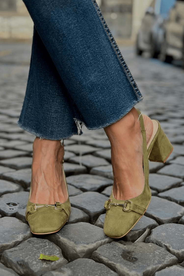 Honorina - Slingback na podpatku z nubuku