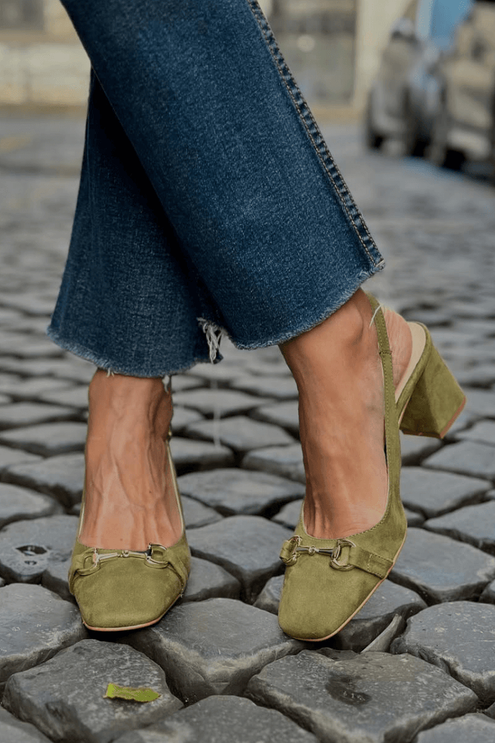 Honorina - Slingback na podpatku z nubuku