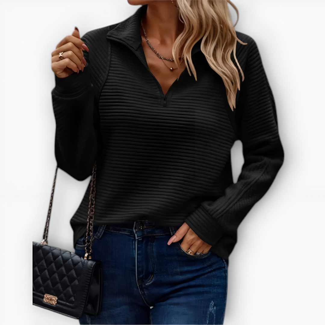 Bruna - Elegantní svetr s polovičním zipem