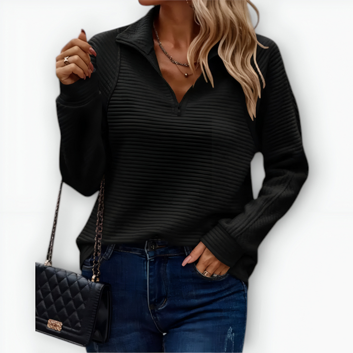 Bruna - Elegantní svetr s polovičním zipem