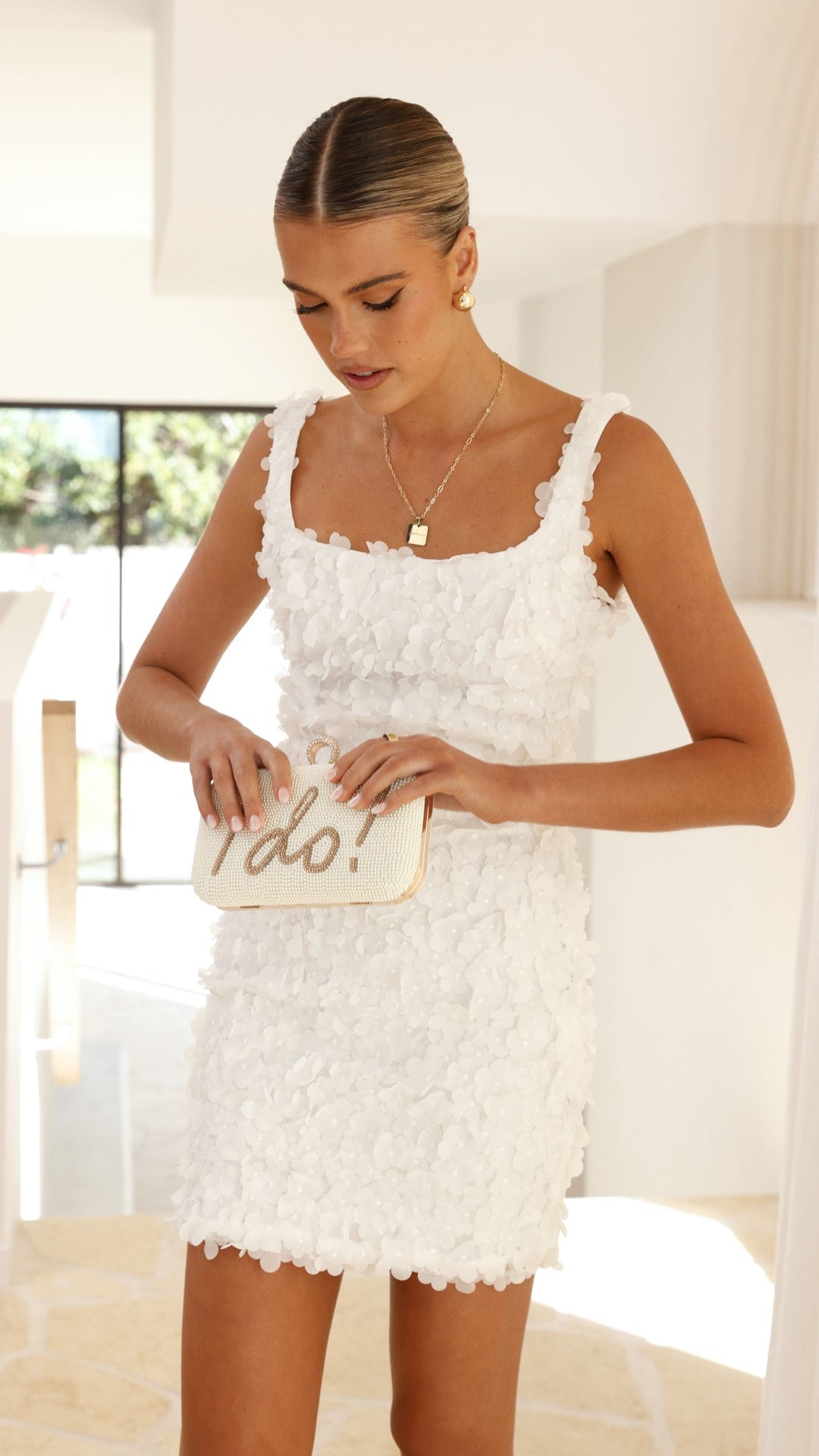 I DO Clutch s Lentičkami - Zlatá/Bílá
