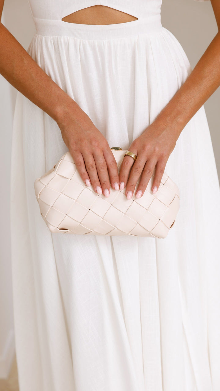 Beige Woven Vasanti Clutch