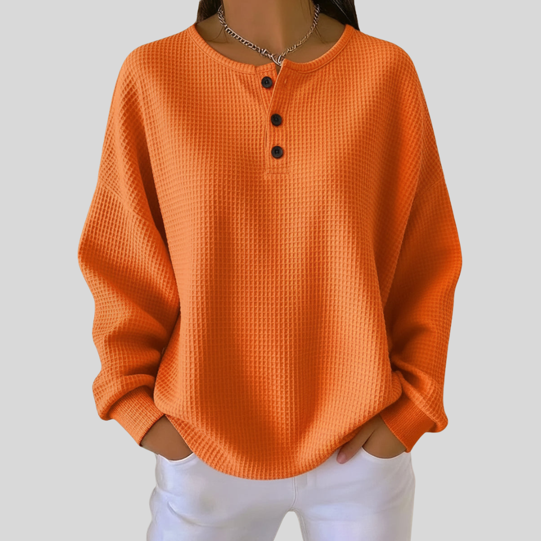 Sónia - Svetřík s Waffle Texturou a Elegantním Límcem