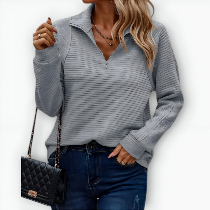 Bruna - Elegantní svetr s polovičním zipem