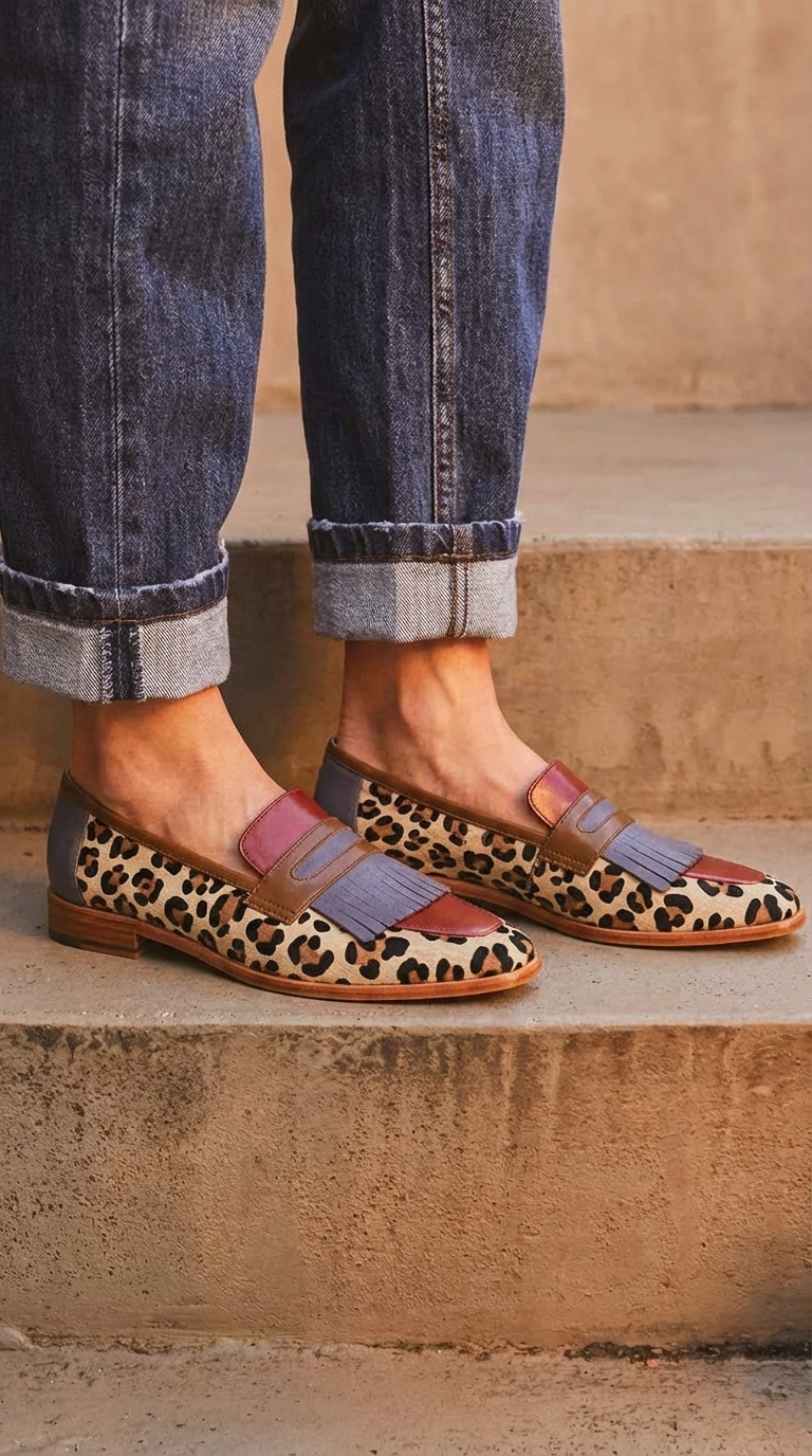 Pinheiro - Elegantní mokasíny leopardí
