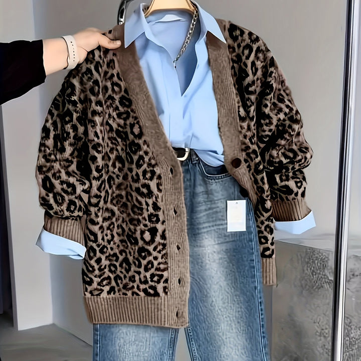 Gavin - Střední cardigan s leopardím potiskem