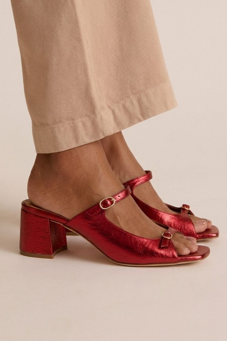 Hermelinda - Slingback boty v zlaté