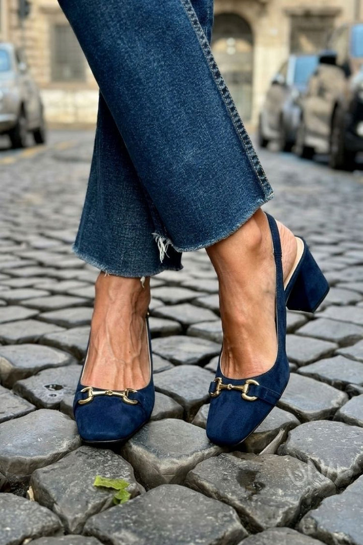 Honorina - Slingback na podpatku z nubuku