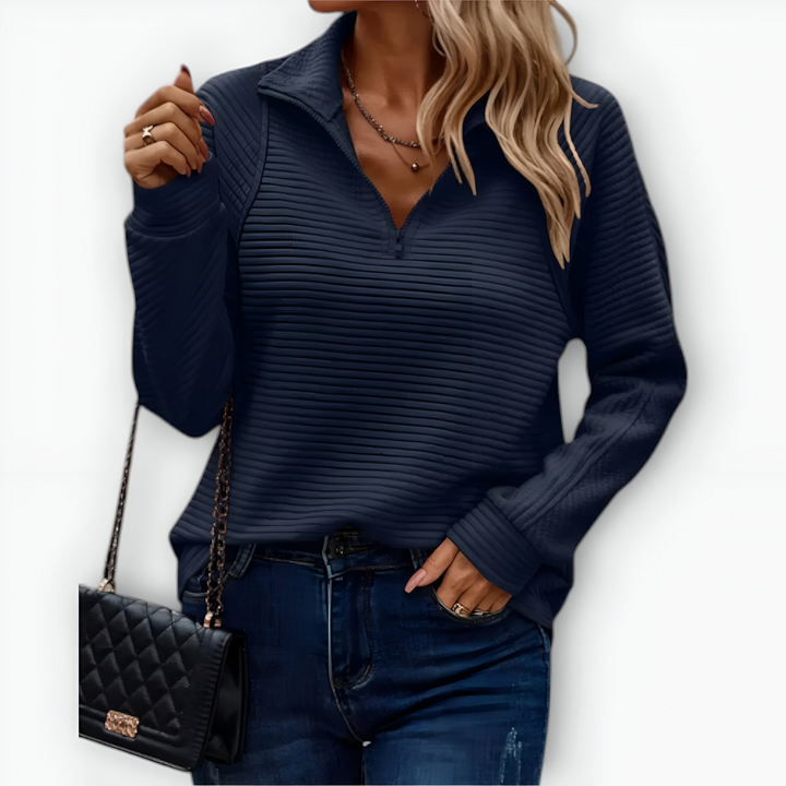 Bruna - Elegantní svetr s polovičním zipem