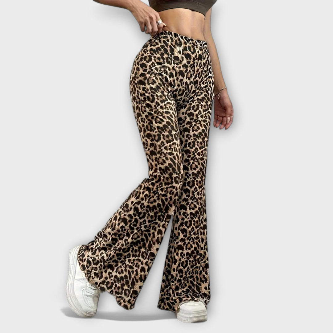 Berenice - Bootcut kalhoty s leopardím potiskem
