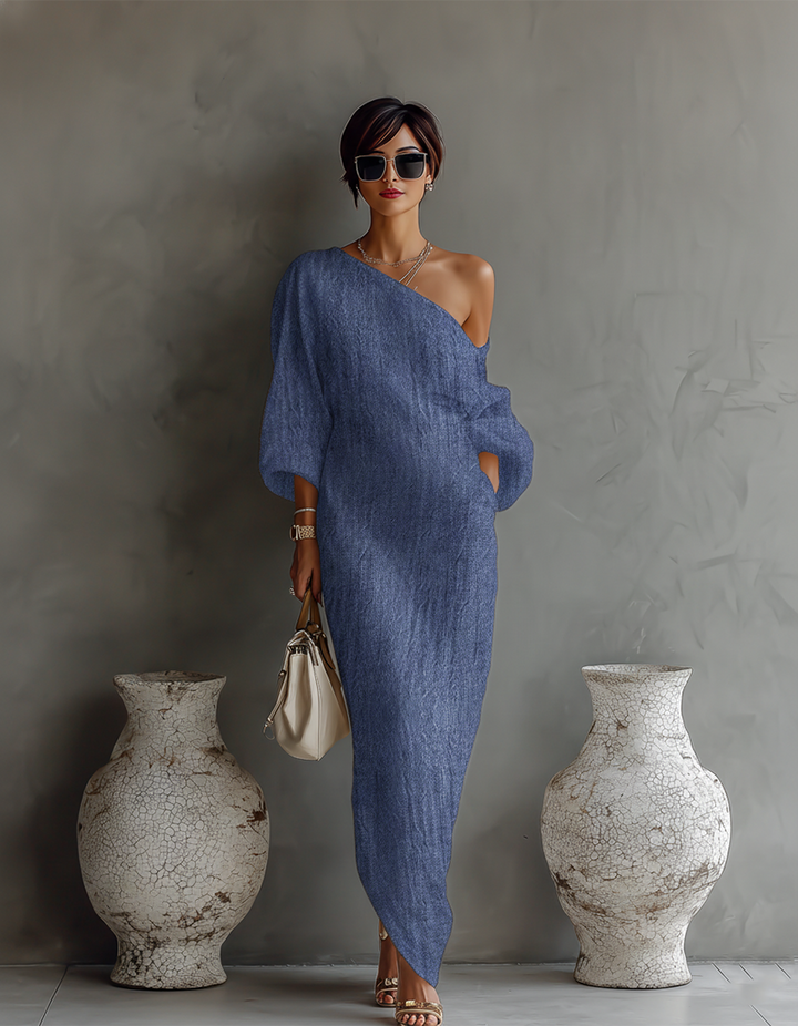Areia - Off-Shoulder Lněné Šaty