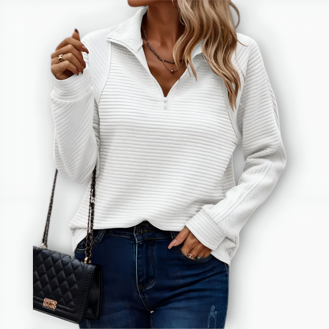 Bruna - Elegantní svetr s polovičním zipem