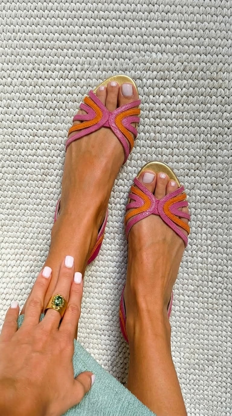 Olga - Růžové sandály Peep toe