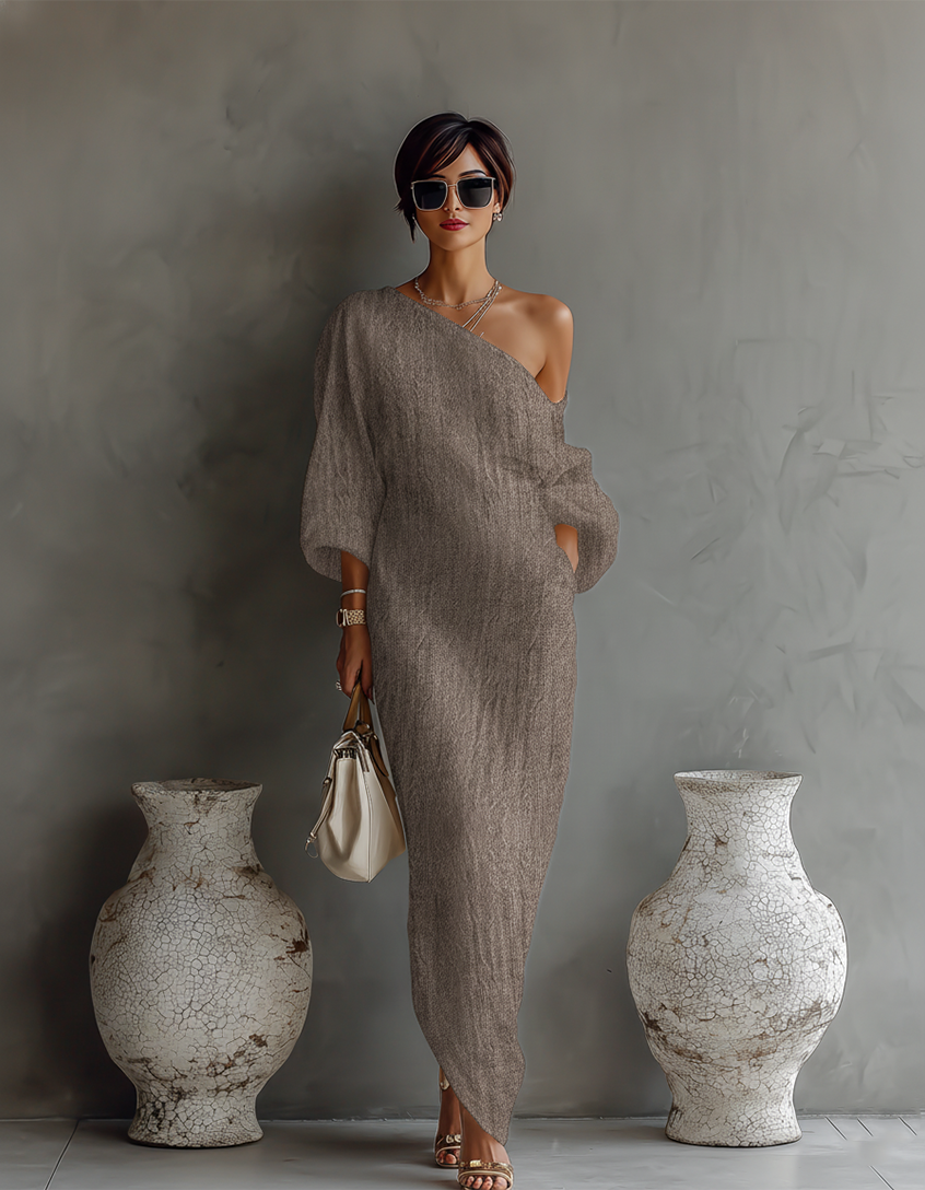 Areia - Off-Shoulder Lněné Šaty