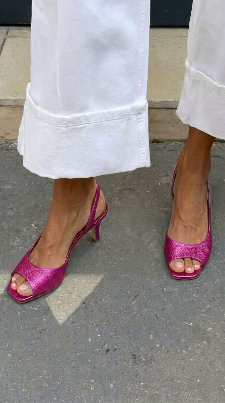 Justina - Slingback boty v metalické zlaté