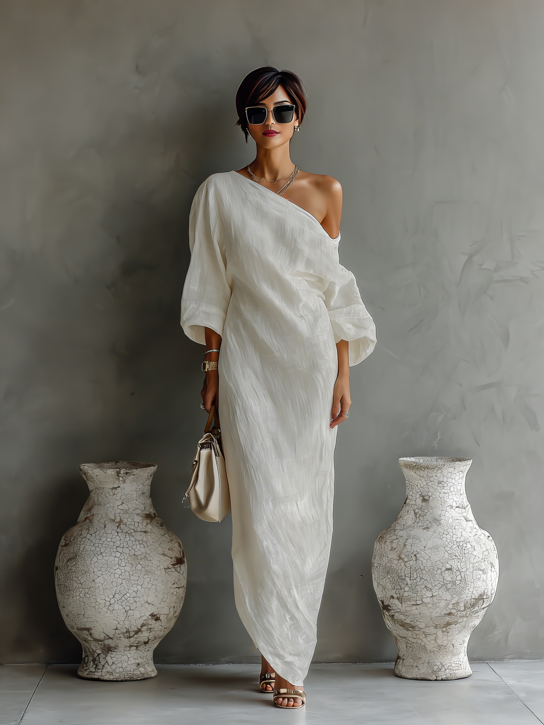Areia - Off-Shoulder Lněné Šaty
