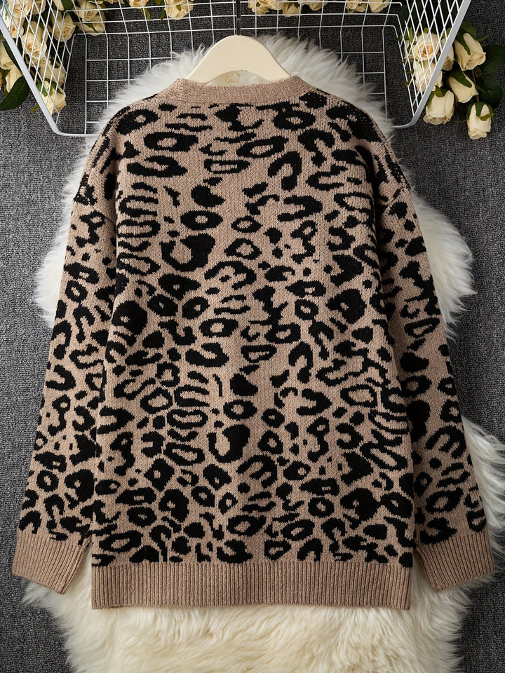 Gavin - Střední cardigan s leopardím potiskem